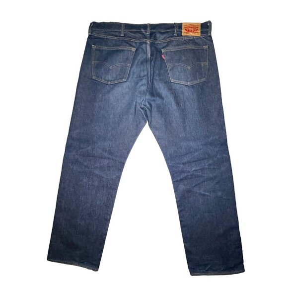 Levis 501 Button Fly Straight Leg Jeans Mens 42 32 Dark Wash Big and Tall - Picture 5 of 8